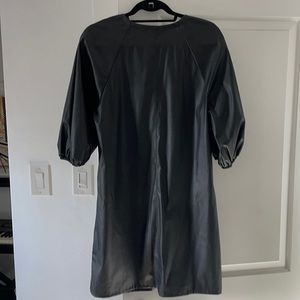 black vegan leather shift dress